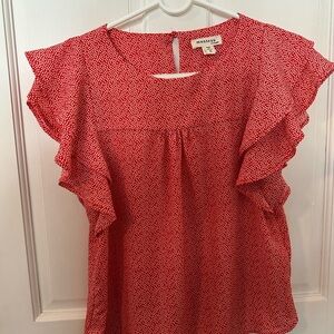 Women's Red Ruffle Sleeve Top
